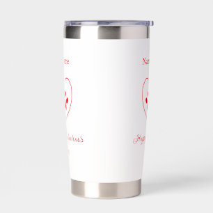 Red heart dog cat paw happy Valentine's day name Insulated Tumbler