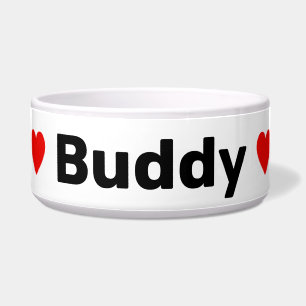 Red Heart Dog Name Bowl