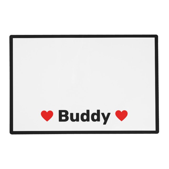 Red Heart Dog Name  Placemat (Front)