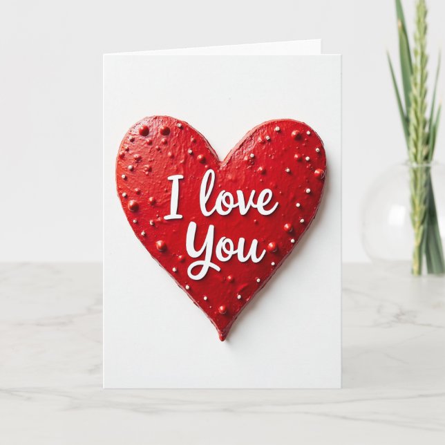 Red Heart Dotted I Love You Card (Front)
