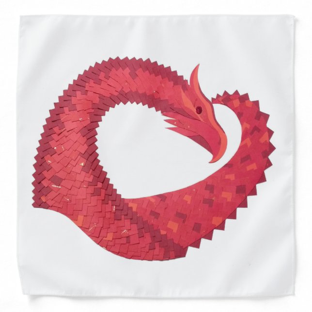 Red heart dragon on white bandana (Front)