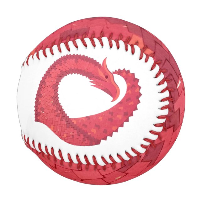 Red heart dragon on white baseball (Front Right)