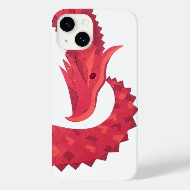 Red heart dragon on white Case-Mate iPhone case (Back)