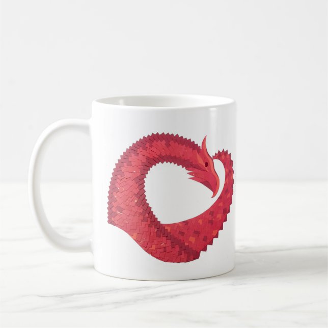 Red heart dragon on white coffee mug (Left)