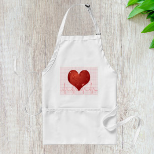 Red Heart ECG Monitor Healthcare Adult Apron