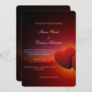 Red Heart Elegant Valentine's Wedding Day Invitation