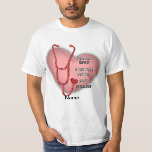 Red Heart EMT custom name t_shirt