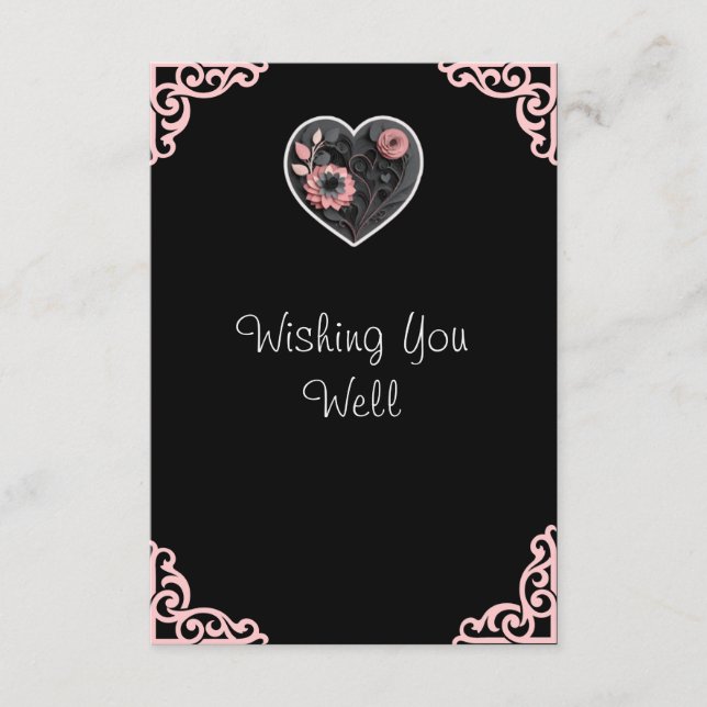Red Heart Enclosure Card Wedding Floral Insert (Front)