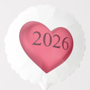 Red heart engraved with 2026 balloon