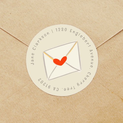 Red Heart Envelope Return Address Label