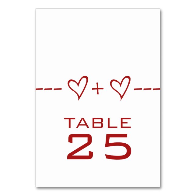Red Heart Equation Table Card (Front)