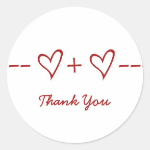 Red Heart Equation Thank You Stickers