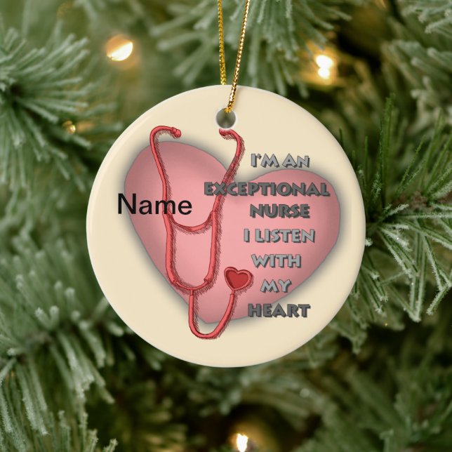 Red heart exceptional nurse  ceramic ornament (Tree)