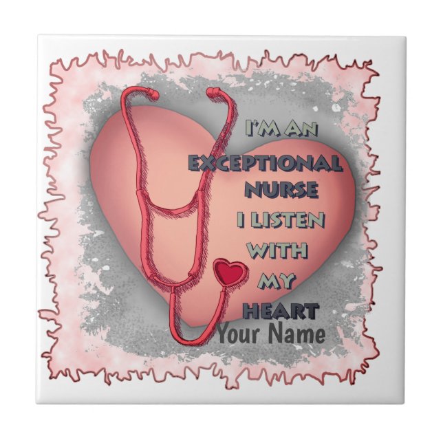 Red heart exceptional nurse  ceramic tile (Front)
