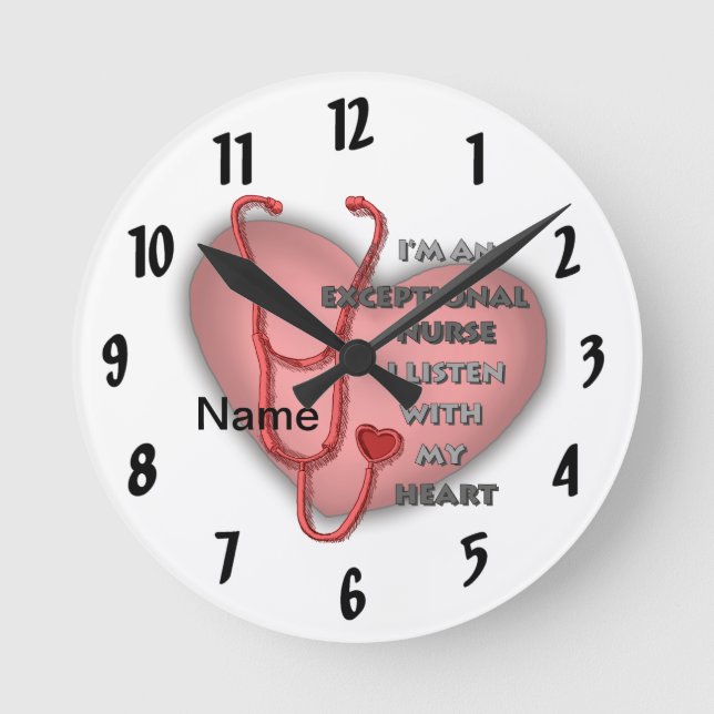 Red heart exceptional nurse  round clock (Front)