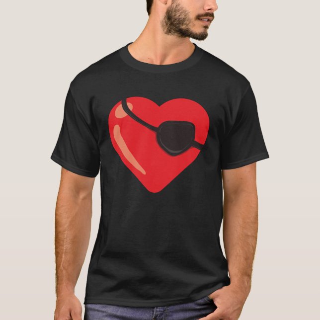 Red Heart Eyepatch Clothing  for Men Women Valenti T-Shirt (Front)