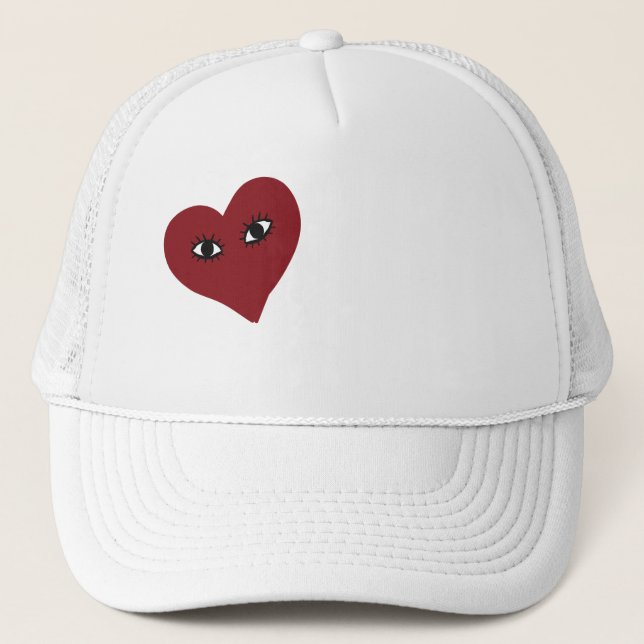 Red Heart Eyes Trucker Hat (Front)