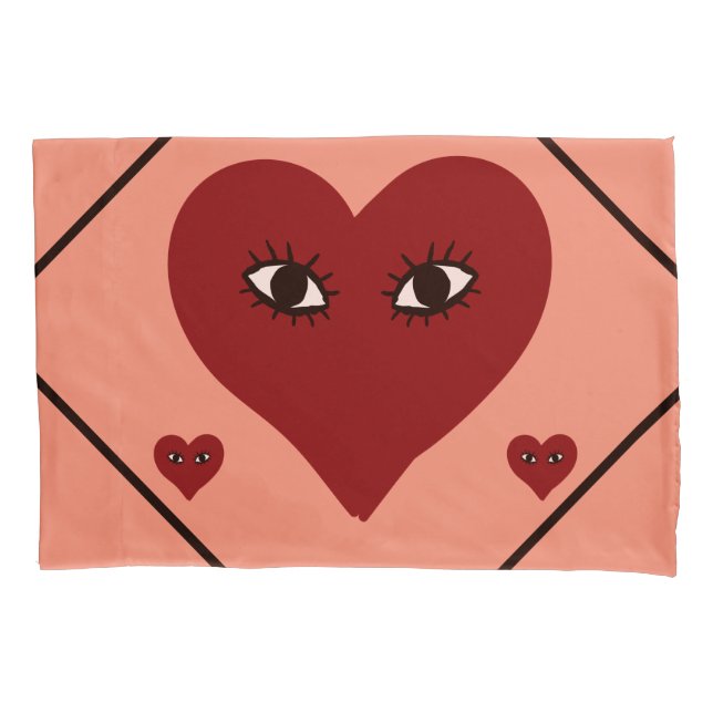 Red Heart Face Pillow Case (Front)