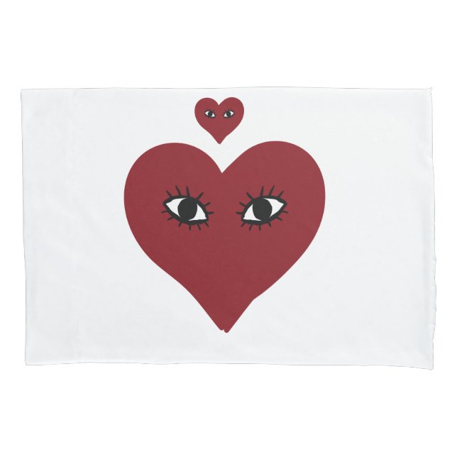 Red Heart Face Pillow Case (Front)
