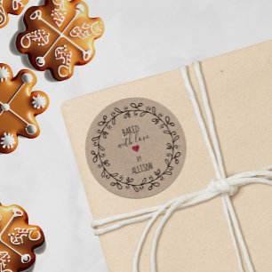 Red Heart Faux Kraft Baked With Love Stickers