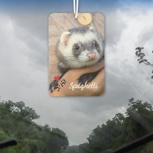 Red Heart Ferret Paw Prints 2 Photos & Name Air Freshener
