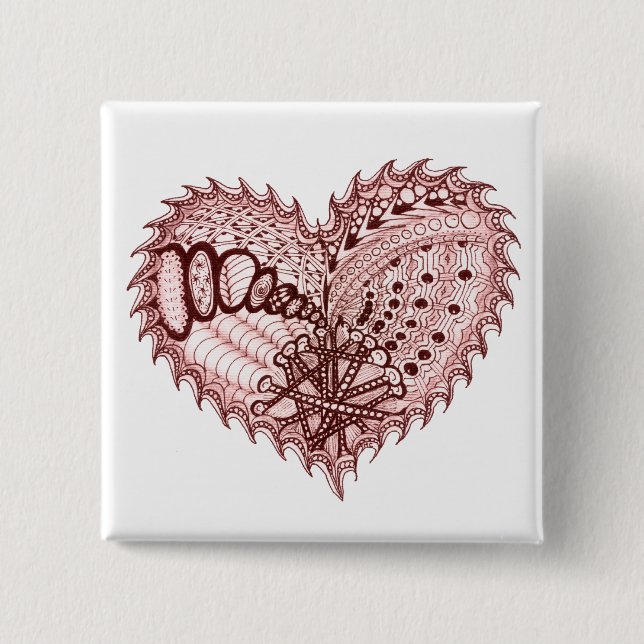 Red Heart Fire Doodle Button (Front)
