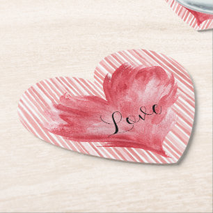 Red Heart Flame Love Paper Coaster