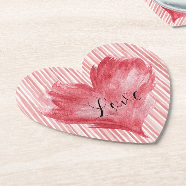 Red Heart Flame Love Paper Coaster (Angled)