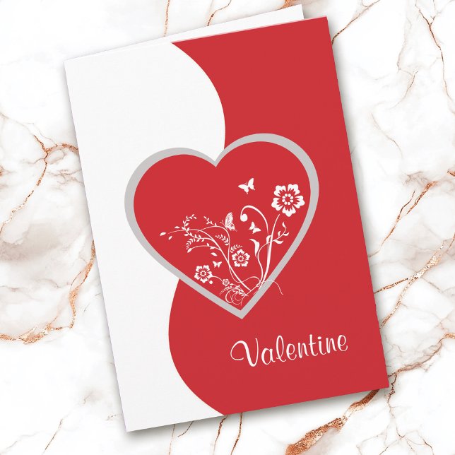 Red Heart Flower Valentine Card (Creator Uploaded)