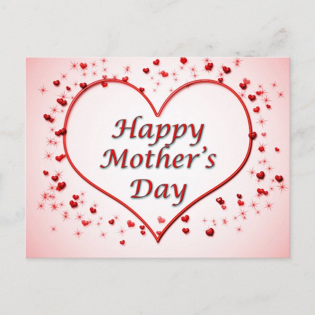 Red heart for mother's day Postcard (Front)