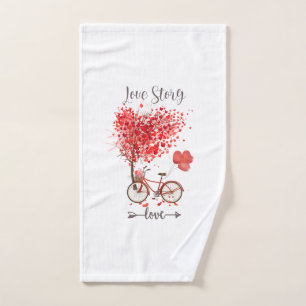 red heart for my valentine hand towel