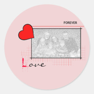 Red Heart Forever Love Photo Classic Round Sticker