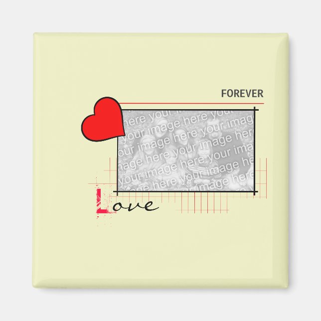 Red Heart Forever Love Photo Magnet (Front)