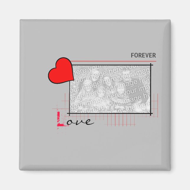 Red Heart Forever Love Photo Magnet (Front)