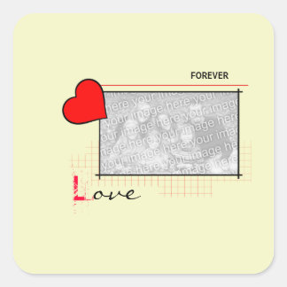 Red Heart Forever Love Photo Square Sticker