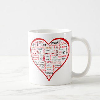 Red Heart full of Love in many languages Coffee Mug