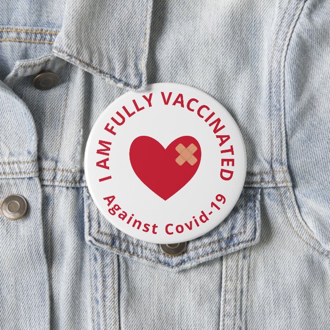 Red Heart Fully Vaccinated Button (In Situ)