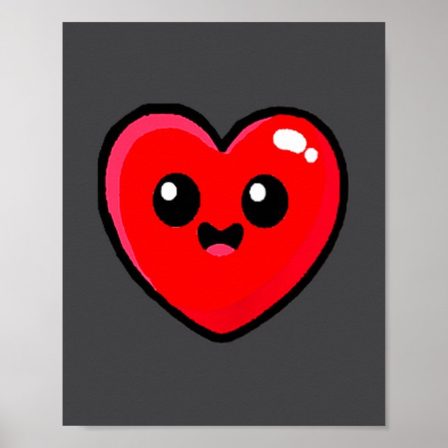 Red Heart Funny Cute Design For Men Women Husband  Poster (Front)