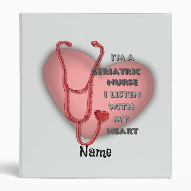 Red heart Geriatric Nurse 3 Ring Binder (Front)