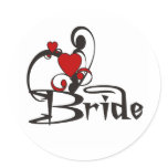 Red Heart Gothic Bride Classic Round Sticker