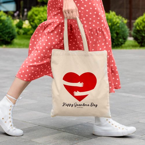 Red heart grandma day Tote Bag