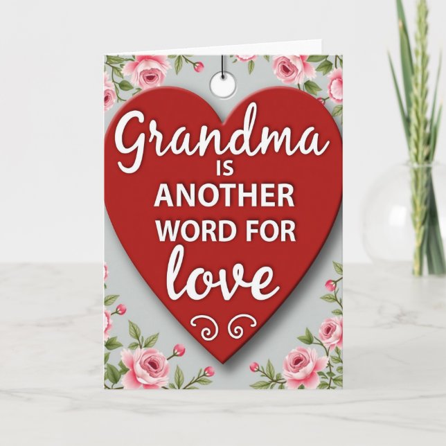 Red Heart Grandma Love Card (Front)