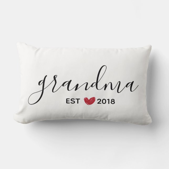 Red Heart Grandmother Established Year Lumbar Pillow (Front)