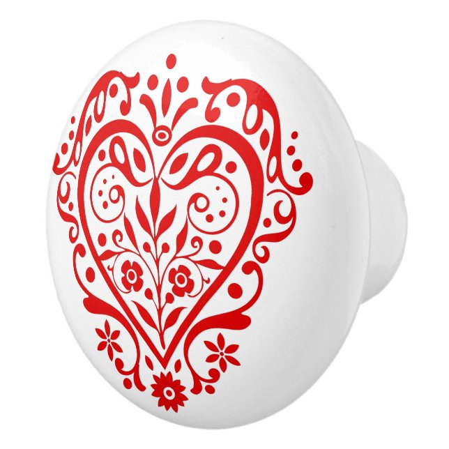 Red Heart Graphic Design Ceramic Knob (Right)