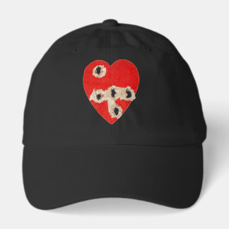 Red Heart Graphic with Torn Punctures  Hat