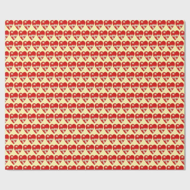 Red Heart Graphic with Torn Punctures  Wrapping Paper (Flat)