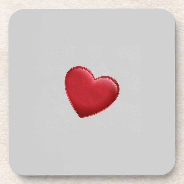 Red Heart Gray Trendy Love Wedding Beverage Coaster (Front)
