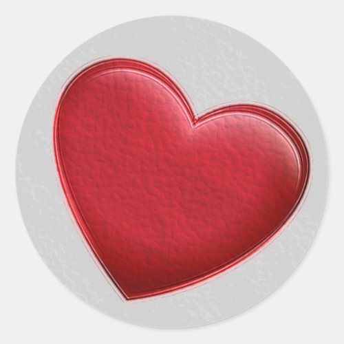 Red Heart Gray Trendy Love Wedding Classic Round Sticker