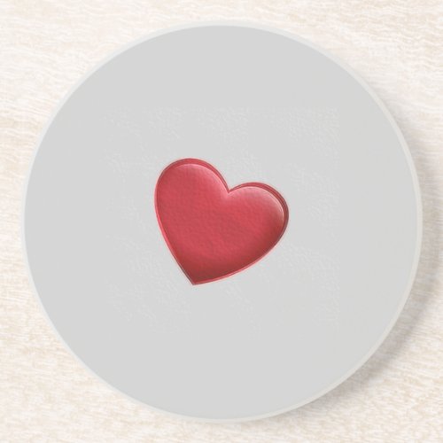 Red Heart Gray Trendy Love Wedding Coaster