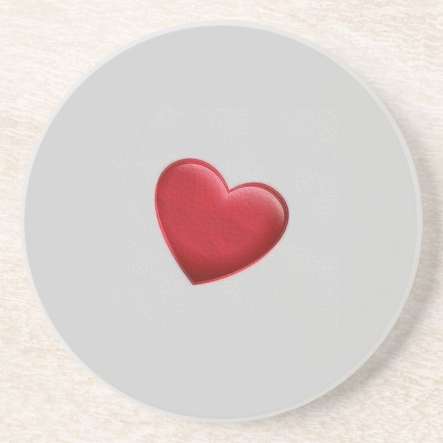 Red Heart Gray Trendy Love Wedding Coaster (Front)
